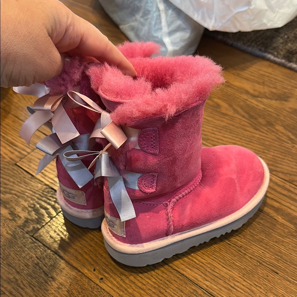 UGG Pink Suede Boots with Bows